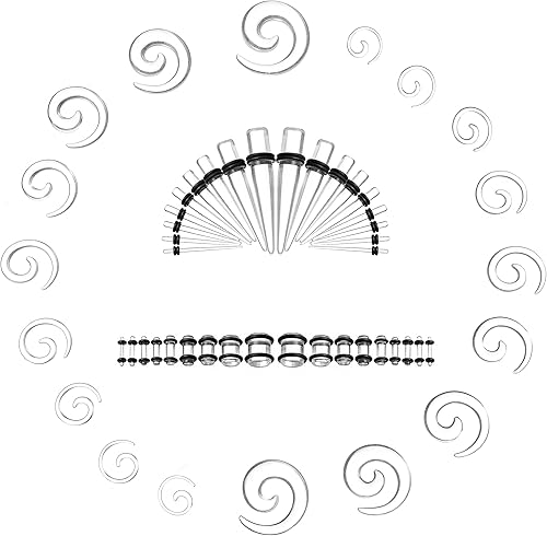 Miniatura 16 de Memsion Kit de estiramiento de orejas, 54 piezas, 14 calibres 00, kit de piercings