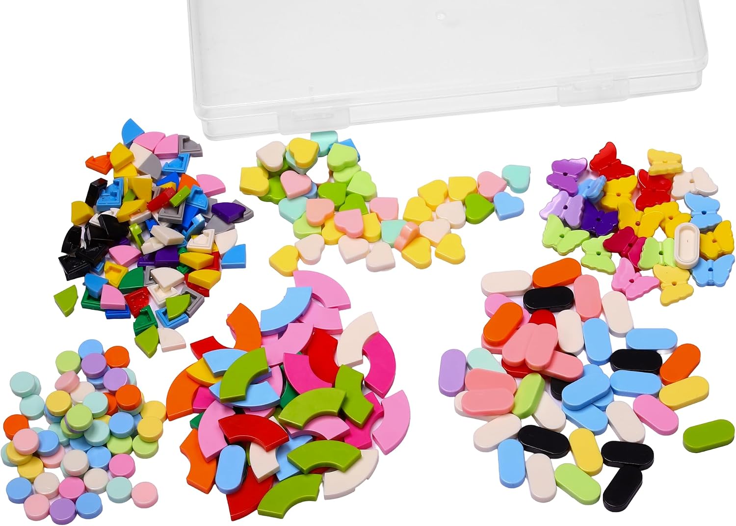 410 Piece Classic Building Tile Round Heart, Tiles Round Corner ＆ Butterfly, Compatible with Lego Parts.