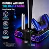 Soporte para PS5 con estética RGB hexagonal, Estación de enfriamiento para PS5 Slim Pro Disc Digital Console con ventilador, Cargador rápido para doble control con hub USB y soporte para audífonos y almacenamiento de juegos (Negro) 5