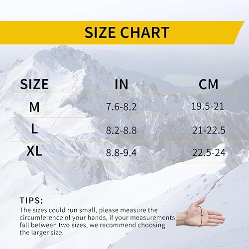 Vista 34 de HANDLANDY Guantes de trabajo aislados, guantes térmicos de invierno impermeables para hombres y mujeres Negro-Amarillo