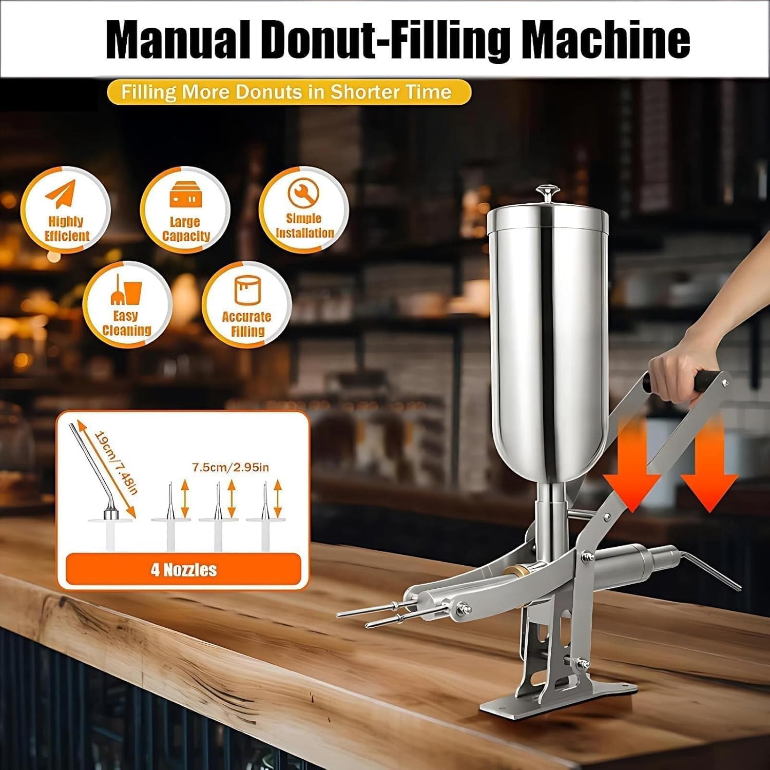 Cette Machine à garnir Les Beignets, équipée d'un injecteur de crème à 4 Tubes, est idéale pour Les boulangeries, Les cafés et Les pâtisseries. Elle Permet Un garnissage Efficace des pâtisse