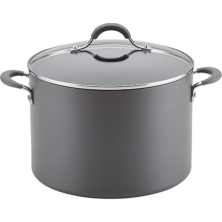 Circulon 83909 Radiance Hard Anodized Nonstick Stock Pot/Stockpot with Lid - 10 Quart, Gray