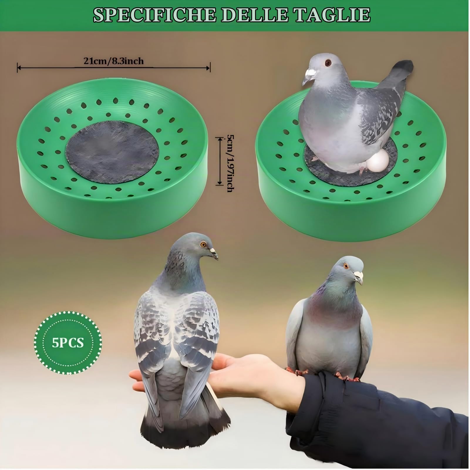 Nidi di Uccelli in Plastica da 5 Pezzi Ciotola Per Nidificazione Per Uccelli Ciotola Per Allevamento di Uova di Uccelli Traspirante Nido Per Allevamento di Piccioni con Tappetino Per Piccioni Colombe