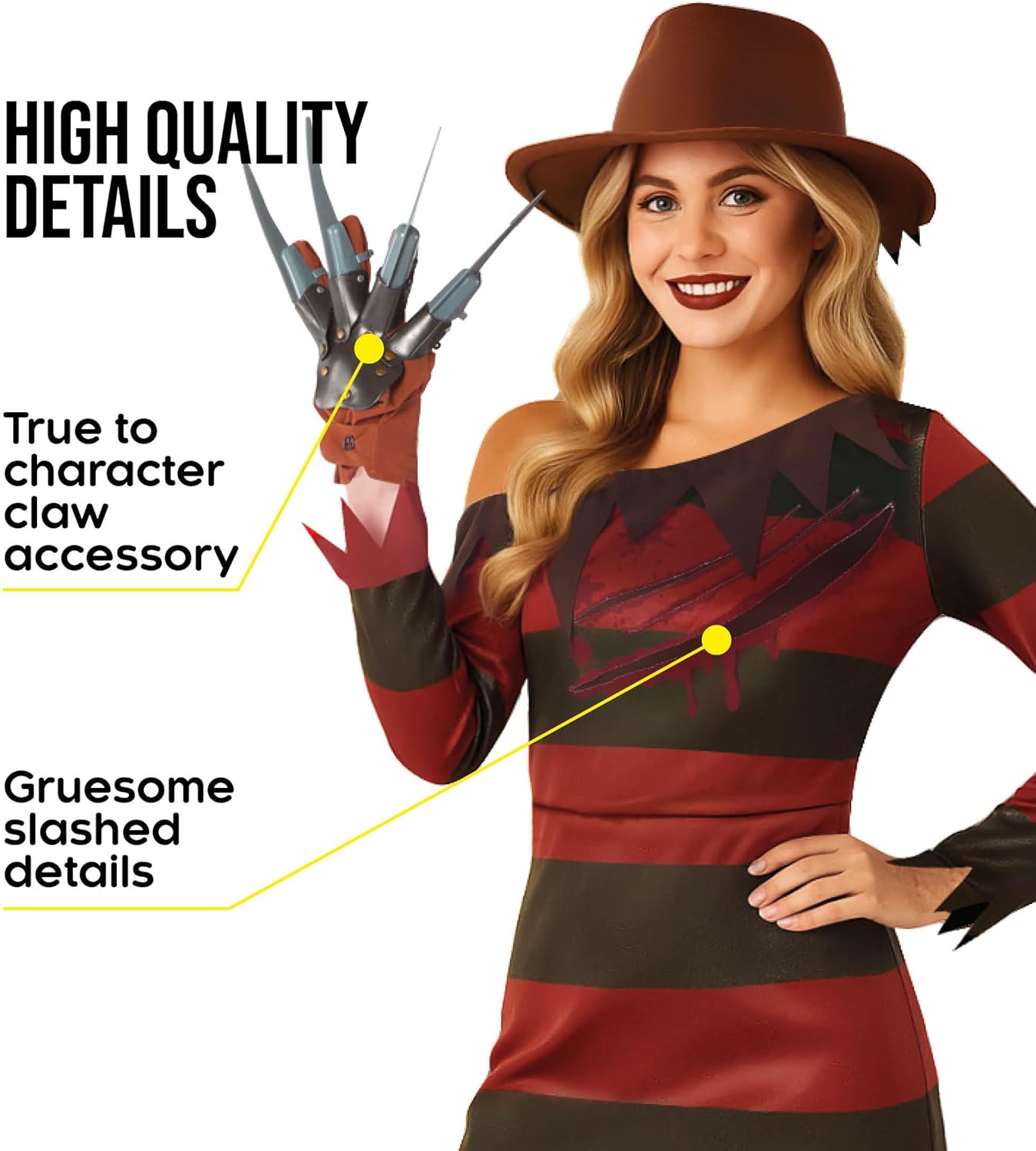 Morph Nightmare Killer Costume Women With Claw Sizes XS-3XL Serial Killer Costume Scary Halloween Costumes Women Halloween Costumes Adults XXXL - Image 3