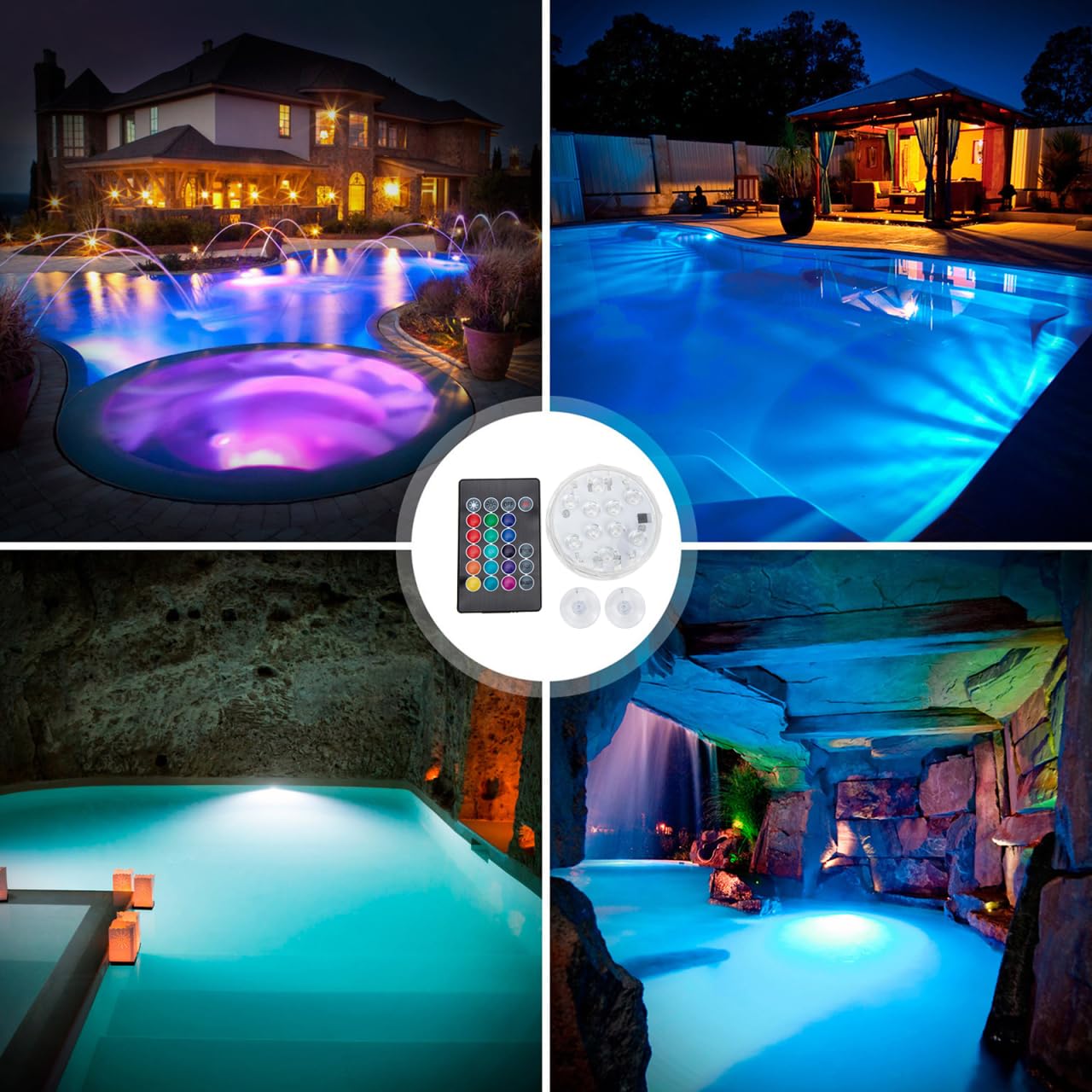 Yardwe Submersible Led Light Waterproof Underwater Pool Light with Remote Control 15 Color Options for Outdoor Pond Fountain and Above Ground Pool Lighting Compact 2.75 Inch Diameter - Image 4