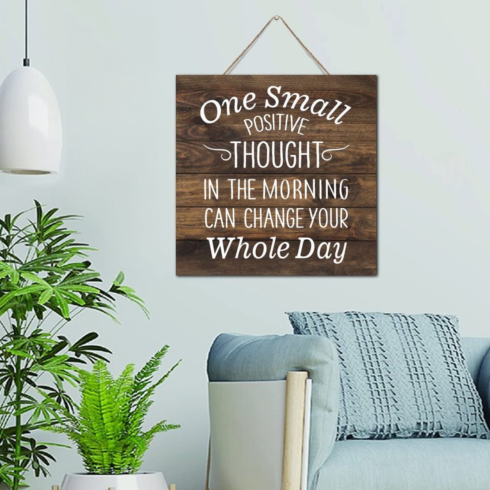Panneau en bois moderne 30,5 x 30,5 cm avec message positif pour porche