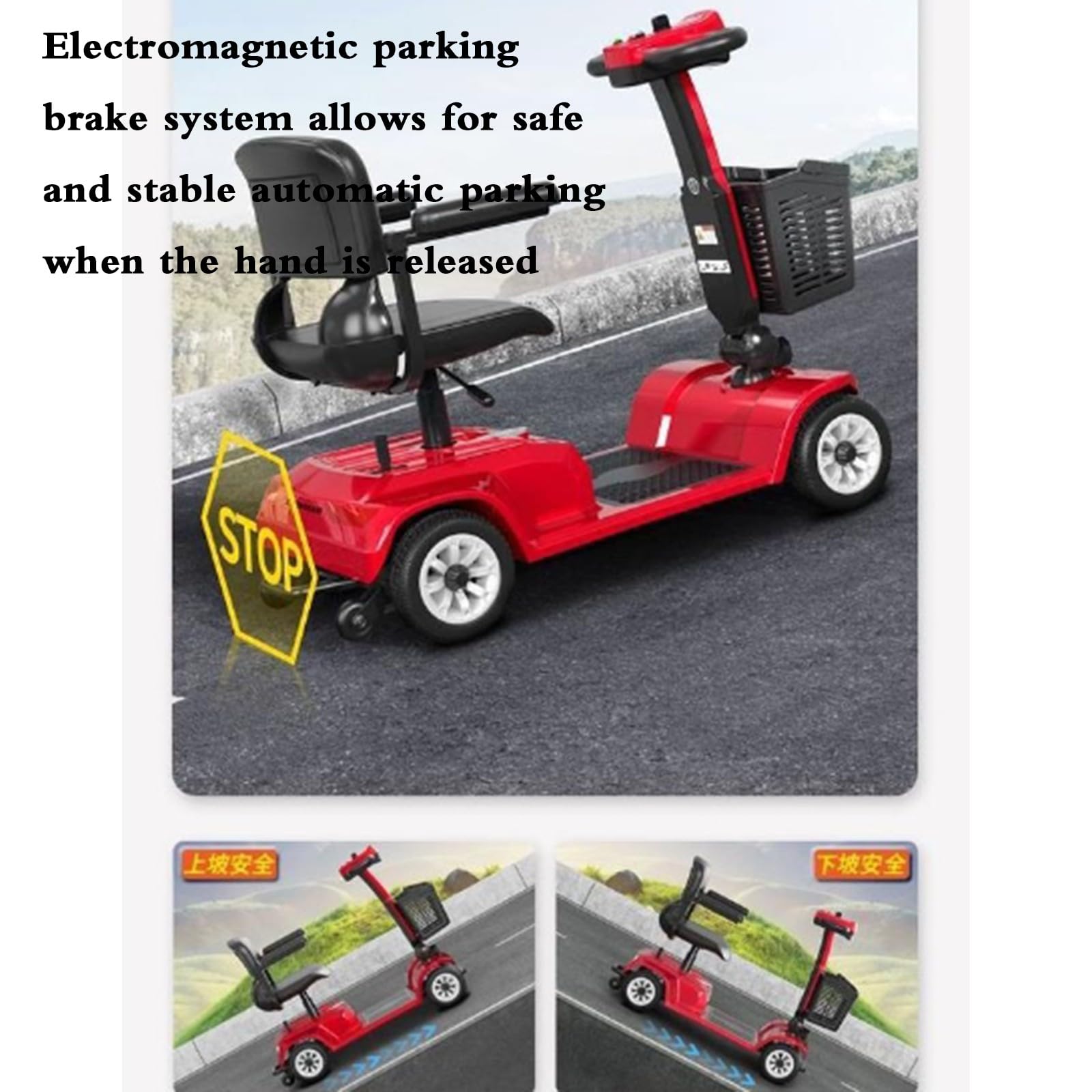 Scooters de Movilidad, Scooter de Movilidad Ligero y Plegable de 4 Ruedas - iluminación LED - Asiento cómodo - Ideal para Personas Mayores y discapacitadas