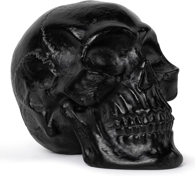 Resin Skull Statue, Human Head Model for Home Decoration, Halloween Statue, Skull Model for Bookshelf Desktop Home Decor (Black)