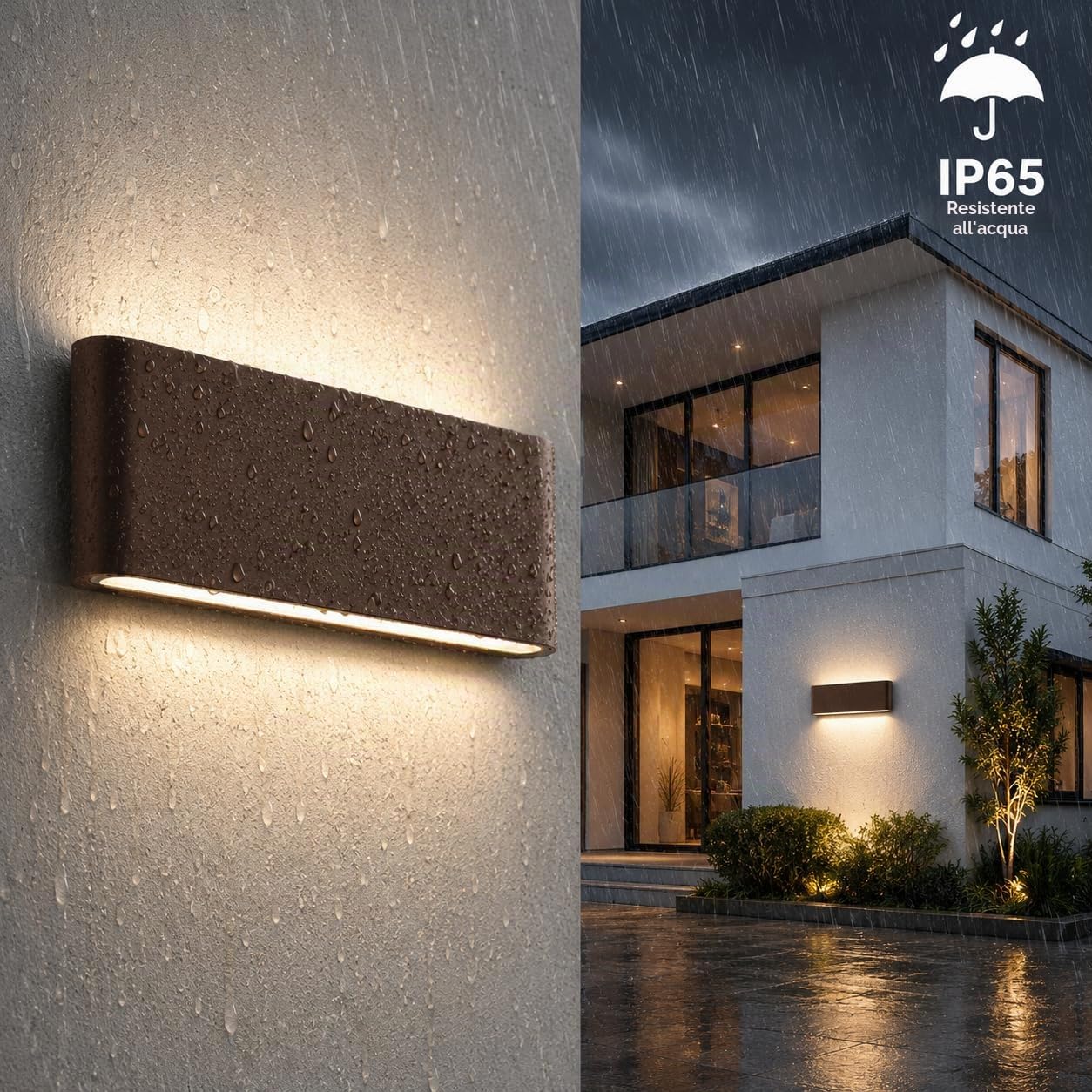 Dopa Applique da Parete LED 20W biemissione Moderna per Esterni e Interni 30CM, Lampada da Muro in Alluminio Rettangolare Impermeabile IP65, Luce per Giardino, Corridoio, Bagno, Soggiorno, Scale