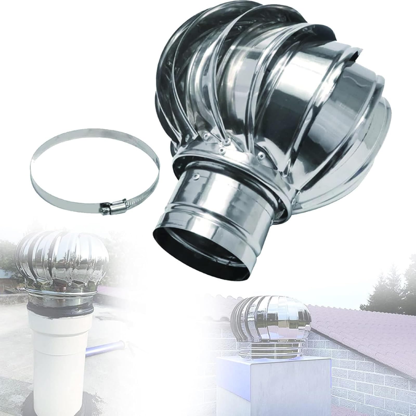 Tapa de chimenea giratoria de acero inoxidable 11 cm extractora para tubos