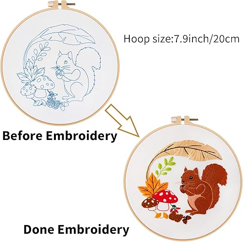 Miniatura 66 de Louise Maelys Kits de bordado cardenal para principiantes con patrón de flor de pájaro, kit de punto de cruz para adultos, kit de punto de cruz