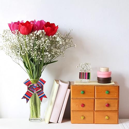 Miniatura 7 de 4 rollos de cinta de fiesta mexicana de 2.5 pulgadas x 20 yardas de cinta serape de rayas de arco iris para manualidades, envoltura de manualidades,