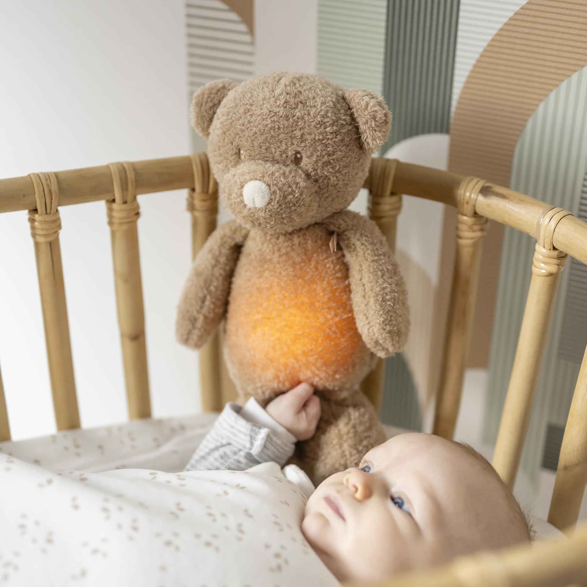 Nattou Nachtlicht Bär, Kuscheltier, Plüsch/Polyester, 19 cm, Sleepy, Braun