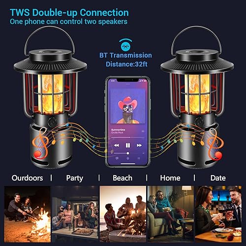 Miniatura 3 de Altavoz Bluetooth al aire libre, IP65 impermeable altavoz inalámbrico con 3 modos de luz, altavoz portátil para acampar al aire libre, regalo para