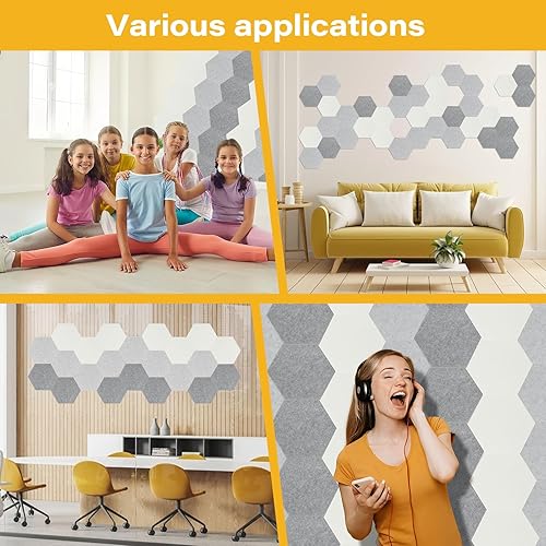 Miniatura 7 de Paneles de pared, paquete de 12 paneles acústicos grandes para decoración de pared interior de 14 x 12 x 0.4 pulgadas, paneles de pared