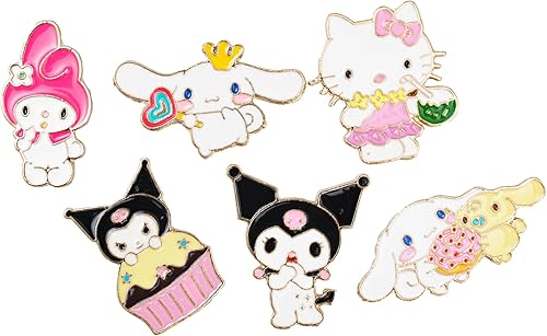 Broche de anime, 6 piezas, alfileres esmaltados para mochilas, ropa, chaquetas, sombreros, kawaii, caricatura, gato, perro, decoración, regalos