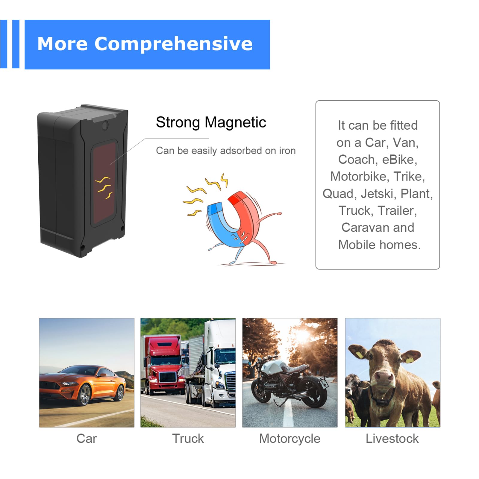 Rastreador GPS para vehículos, Distancia ilimitada, 100% Impermeable (IP67), magnético, geocerca, rastreador antirrobo Remoto, Seguimiento en Tiempo Real Mediante aplicación, batería de 30 días — view 8