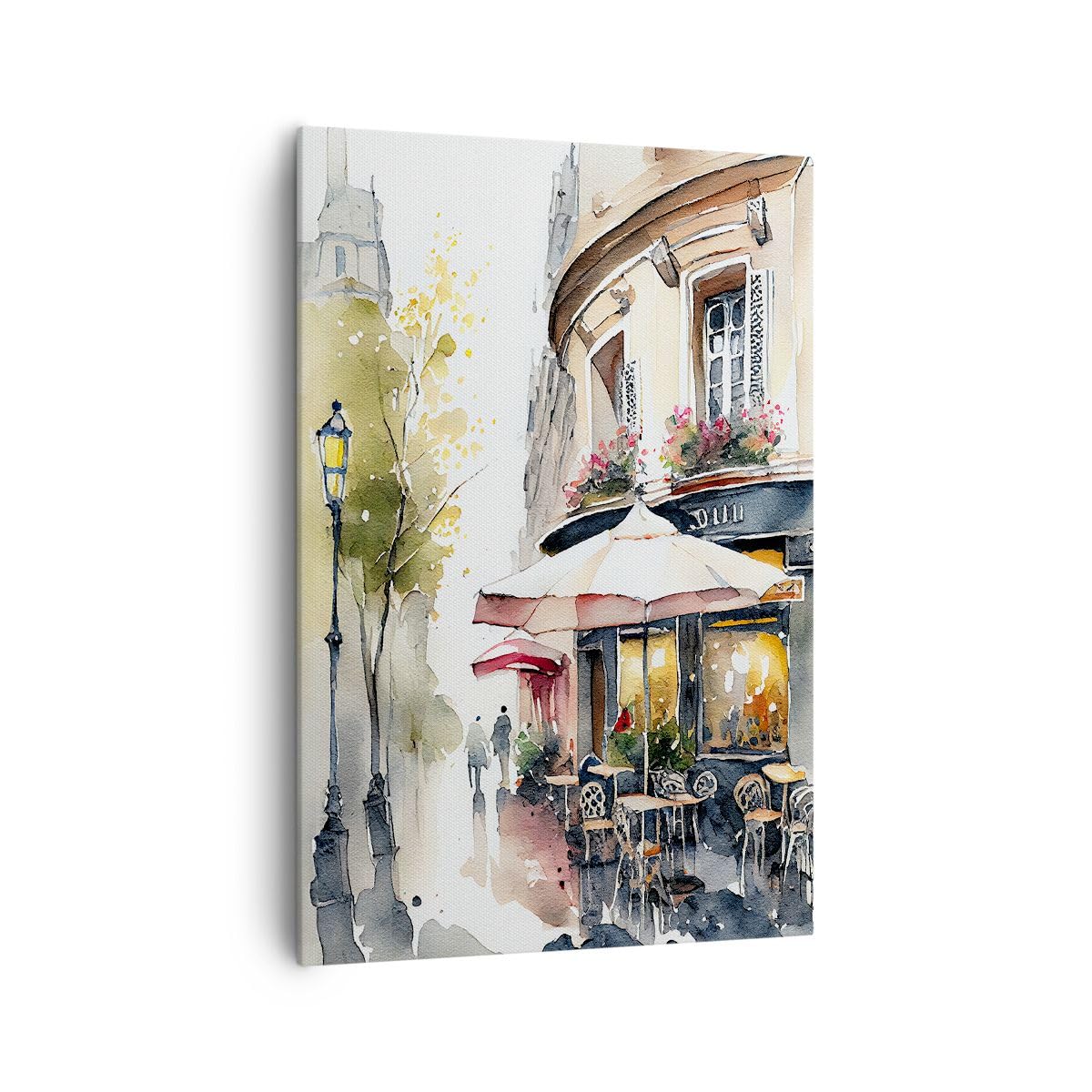 Tableau Café Paris Aquarelle 70x100cm pour une Déco de Salon Élégante - 8