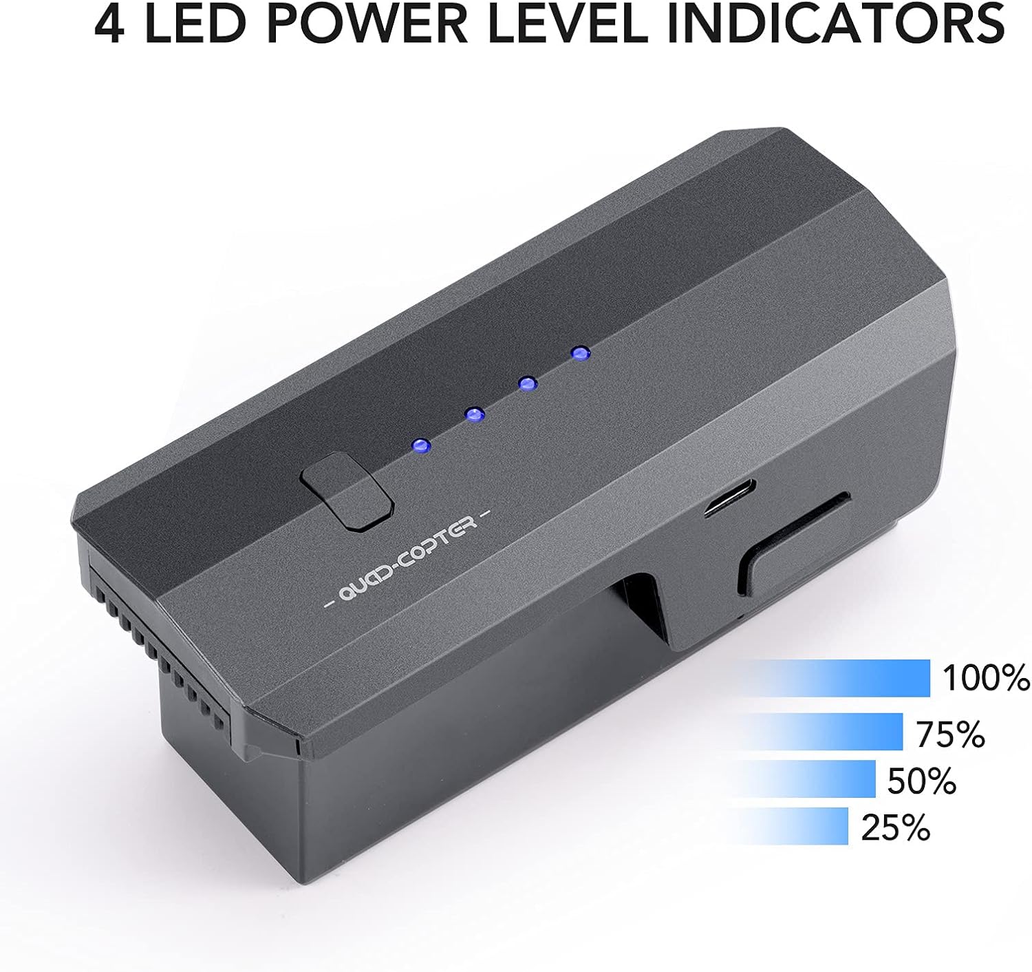 Crazy Deals Ruko F11Gim Drone Rechargeable Battery, Intelligent Li-po Battery 11.1V 2500mAh/27.75Wh with USB Cable (Grey)