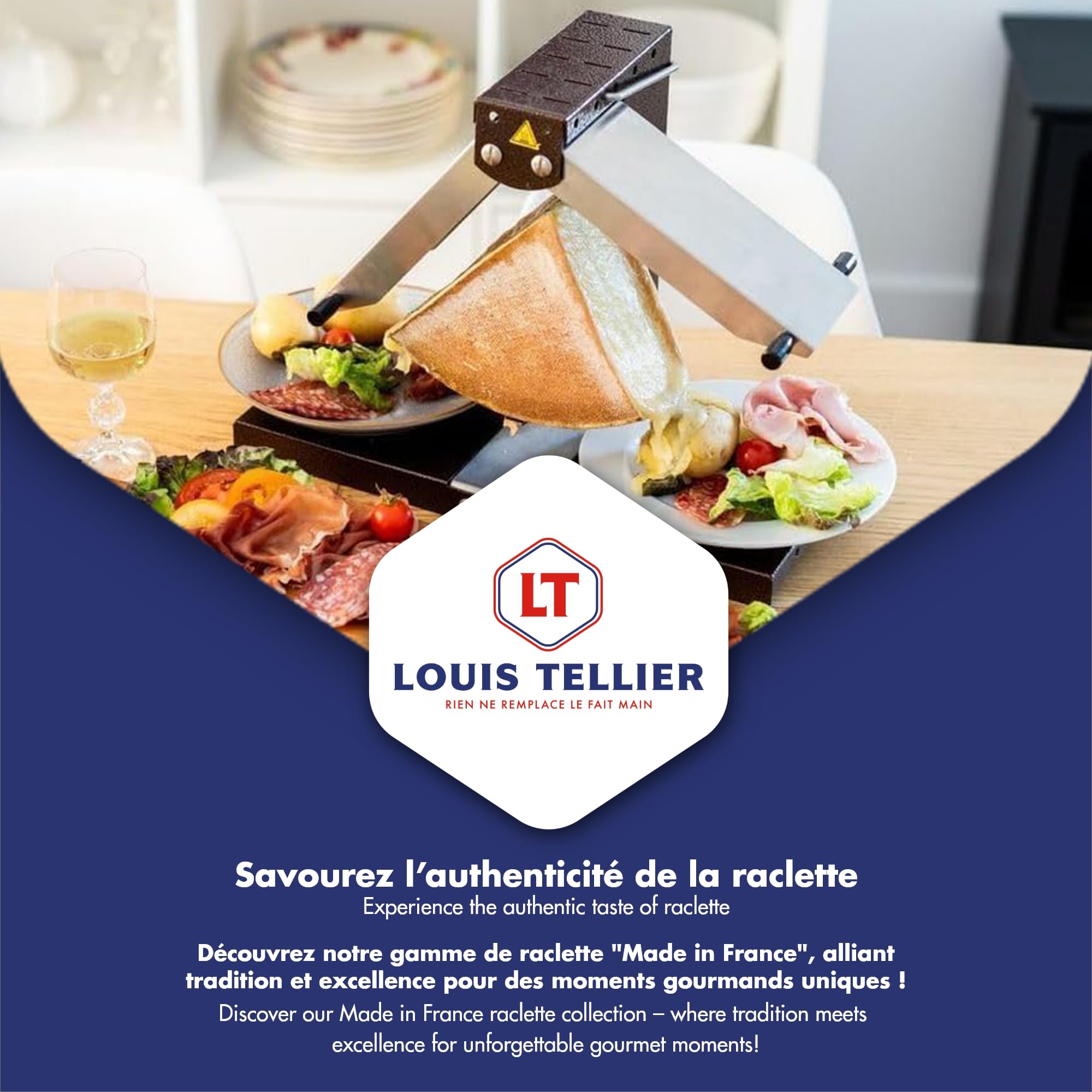 Apparecchio Raclette 1-6 Pers. – Louis Tellier Brézière® Signature Basalte Nero – Prodotto in Francia, Durevole, Facile da Pulire – Servizio a Tavola e Convivialità