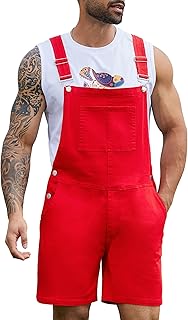 Denim Overalls for Men Jean Shorts Jumpsuit Work Bibs Coveralls with Zipper