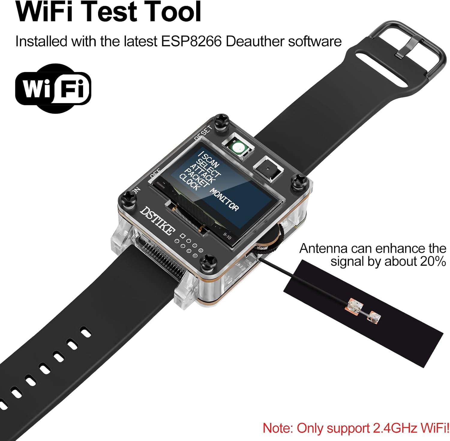 MakerFocus WiFi Test Tool Deauther Watch SE ESP8266 ESP-12F Programmable Development Board with Buzzer OLED Display Built in 500mAh Battery for NodeMCU Ar duino