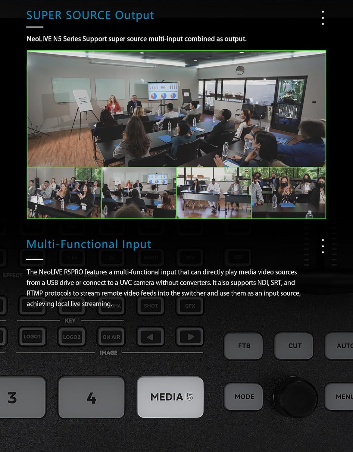 SPROLINK NeoLIVE N5/N5S video streaming switcher in its protective carrying case.
