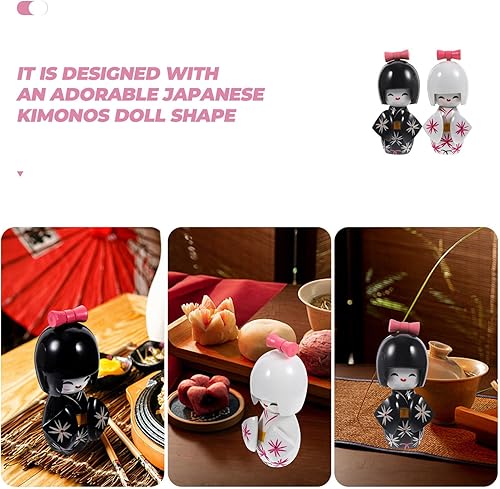 Miniatura 6 de NUOBESTY 2 piezas de muñeca kimono de madera, escultura de niña japonesa, estatua tradicional de muñeca Kokeshi, figura popular asiática para el
