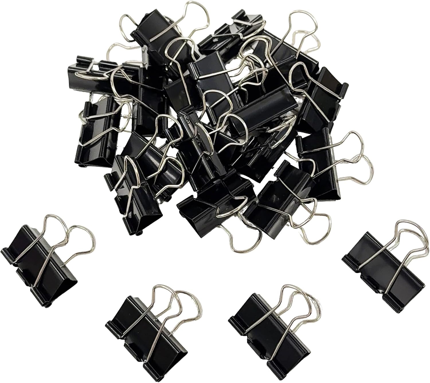 24Pcs Binder Clips 1.25in Reusable Paper Clamps Clips - Black