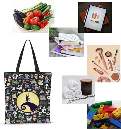 BAUNA Nightmare Tote Bag Spooky Stagione Riutilizzabile Borsa della