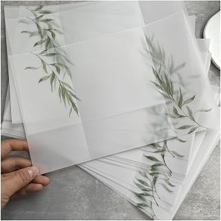 Papel vintage for álbumes de recortes, papel decorativo for manualidades, papel de vitela de hoja verde, adecuado for una invitación de boda de 5 x 7 (tamaño: 20 piezas) (color: verde, tamaño: 80 unid