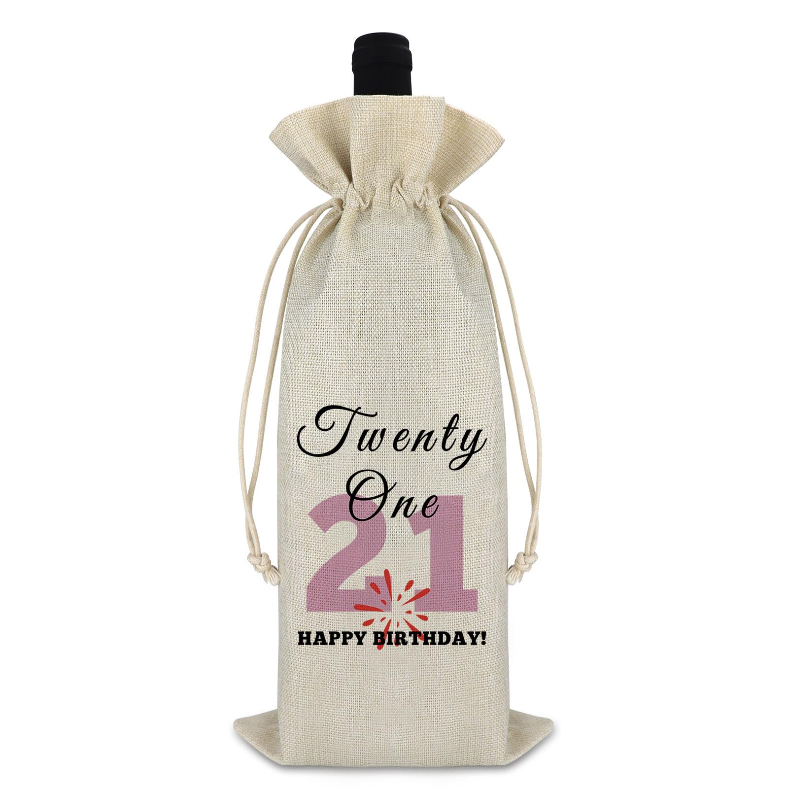 21st Birthday Gifts for Her Him Wine Bag Year Old Birthday Gifts Ideas Friendship Gift for Best Friend Drawstring Burlap Wine Wrap Bag Happy Birthday