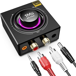 1Mii B06T3+ Bluetooth Receiver with LDAC, Hi-Res Wireless Audio Adapter with aptX Low Latency & HD, Knob Control, RCA/AUX Jack, for Old Stereo/Wired Speakers/Home Audio Music Streaming Stereo System