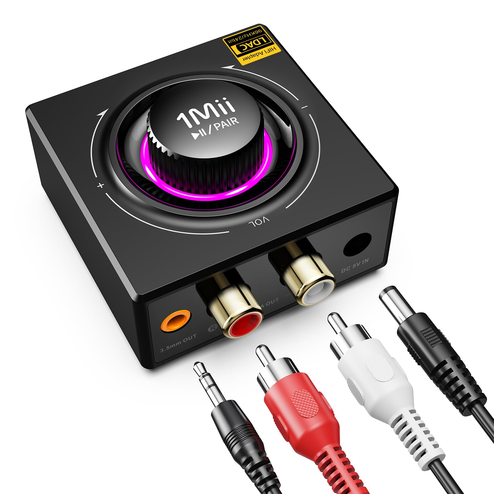 1Mii B06T3+ LDAC Bluetooth Receiver for Home Stereo, Wired Speakers
