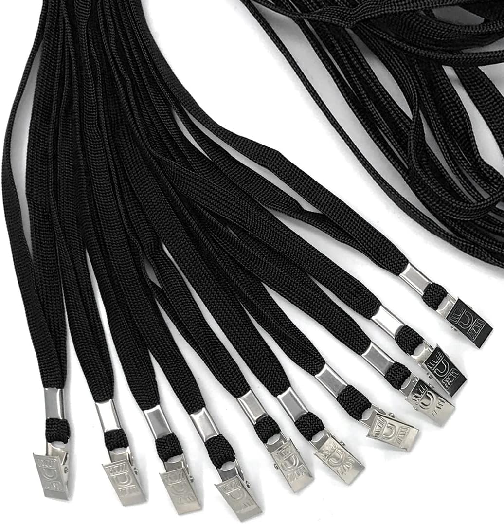 Bird Fiy Black Lanyards 100 Pack Bulk Badge Lanyards with Clip Neck Flat Lanyard with Badge Lanyard Bulldog Clip - Image 4