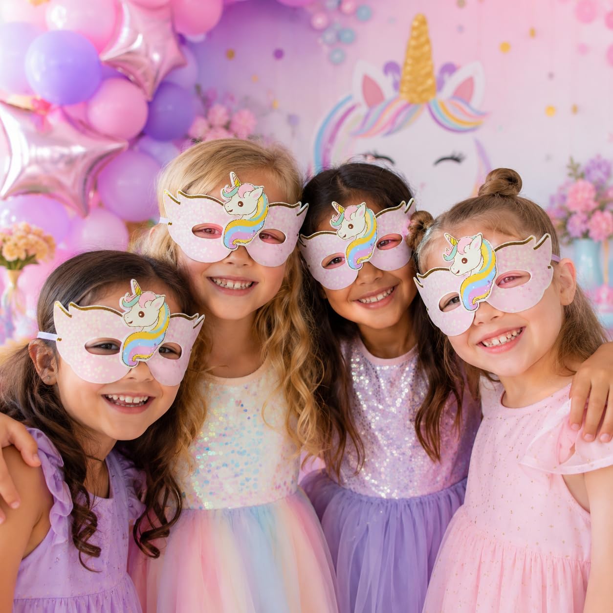 WANNA PARTY Unicorn Eye Mask for Kids,Unicorn Theme Party Favors for Unicorn Theme Birthday Decoration- Pack of 6