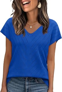 Short Sleeve Sweater for Women V Neck Trendy Summer Tops 2025 Beach Vacation Clothes Travel Business Casual Outfits