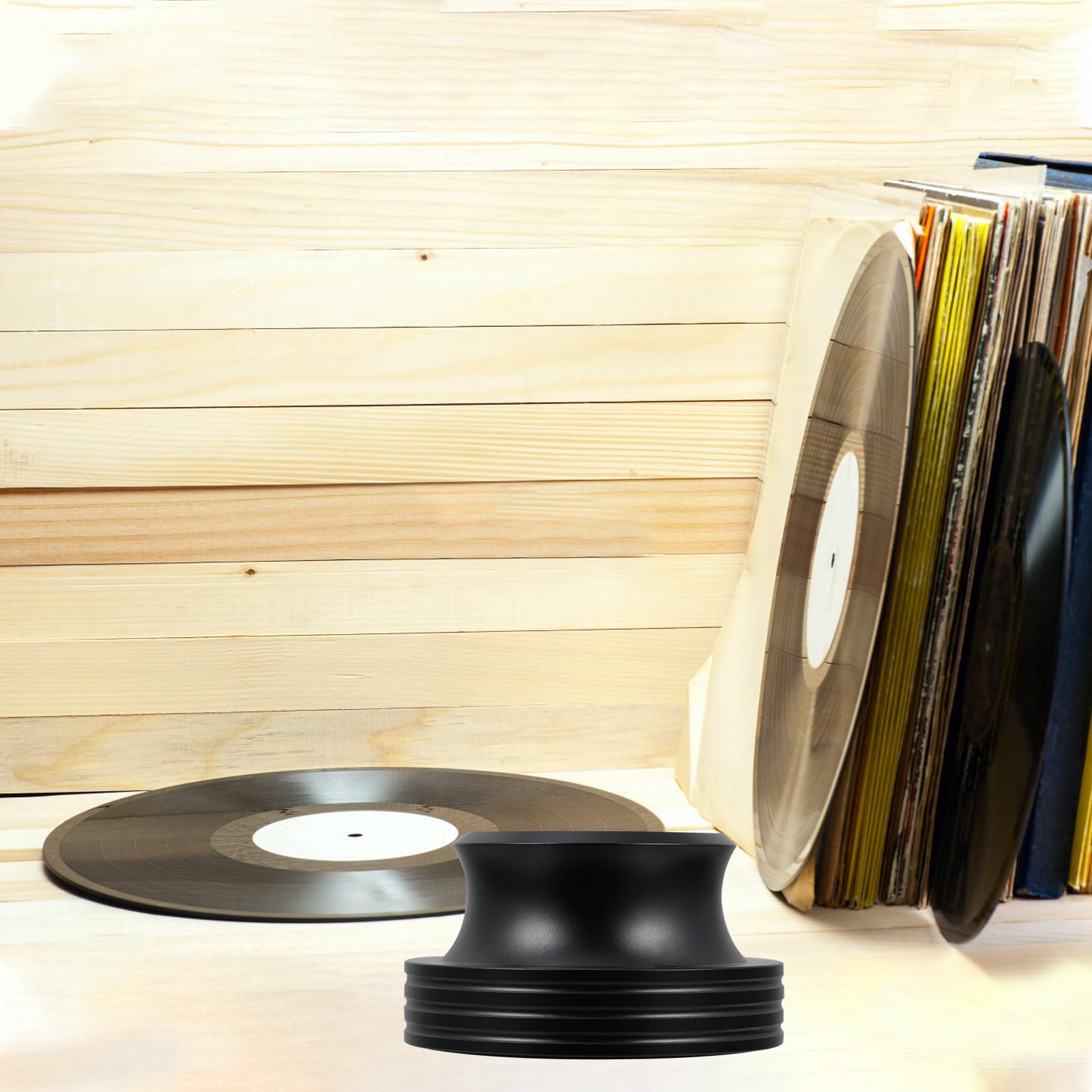 Mikikit Stabilizzatore di Peso in Alluminio per Giradischi Vinile Nero 400g Funzione di Mantenimento Stabilità e Velocità Costante per Dischi in Vinile