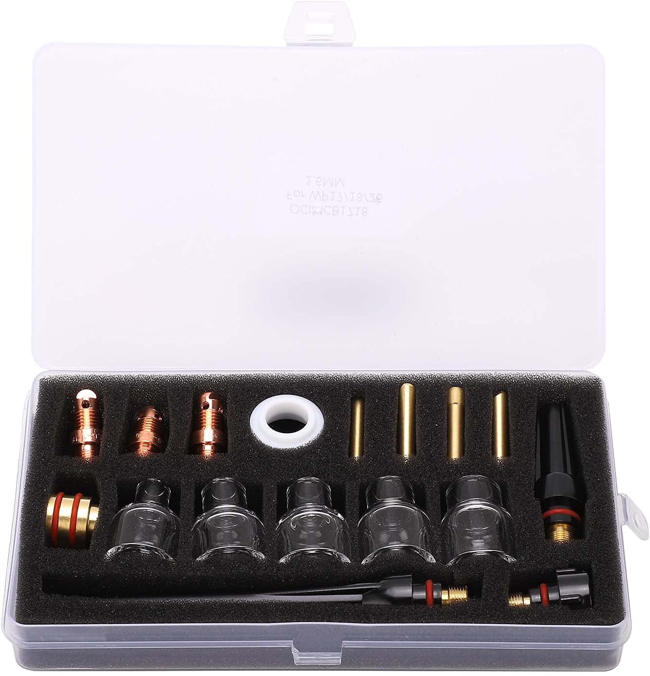 Welding Torch Accessories Kit for WP - 17/18/26 Argon Gun, Professional Glass Cup Nozzle Consumables with Tungsten Clamp and Gun Tail, High Temperature Brass and Glass Ma