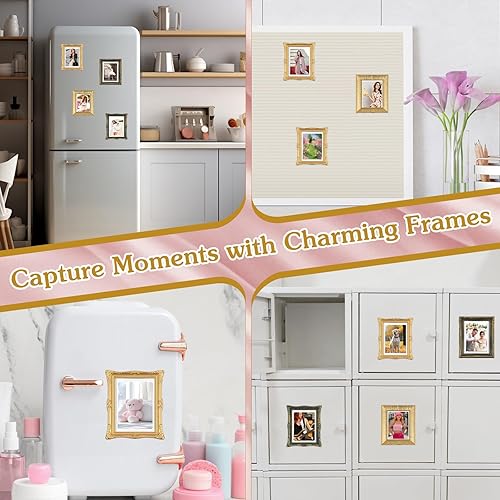 Miniatura 5 de 8 marcos magnéticos vintage para nevera, 2.92.7 x 3.5 pulgadas, marcos magnéticos clásicos para refrigerador, marcos de fotos pequeños para fotos de