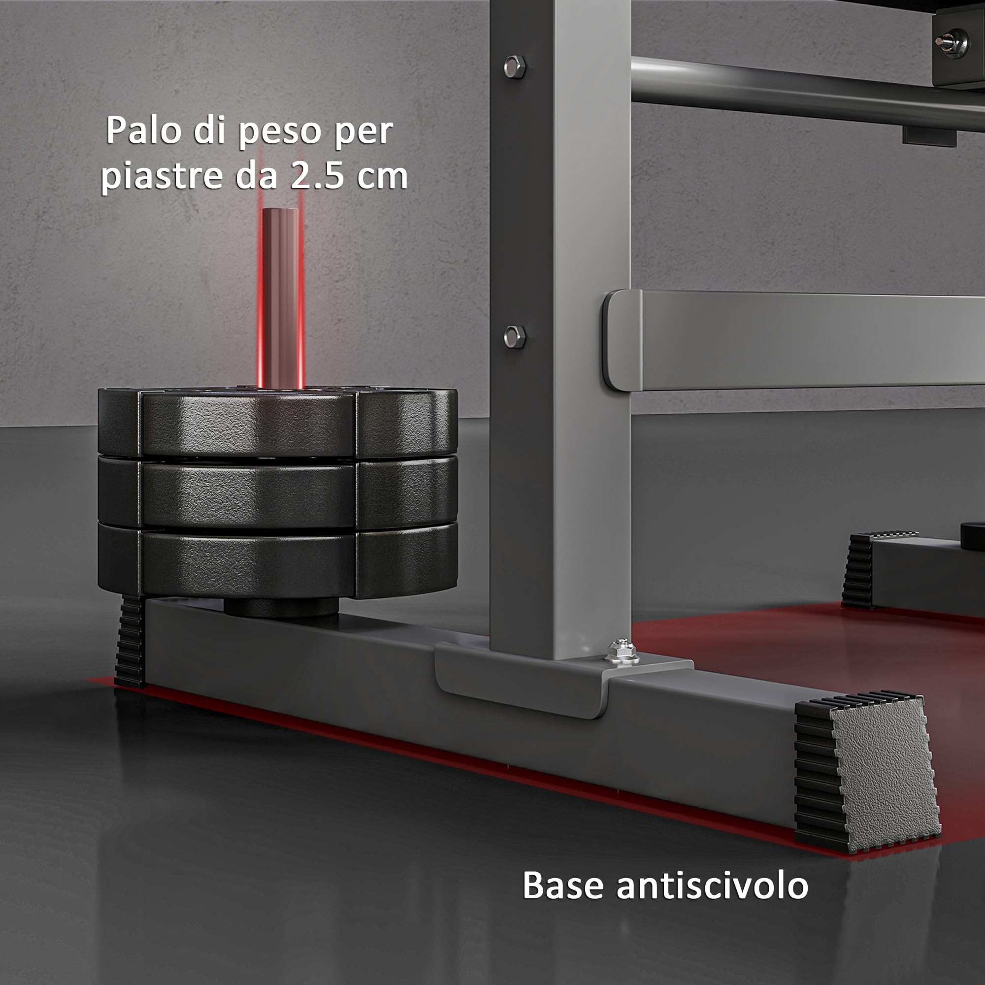HOMCOM Panca da Palestra Pieghevole con Supporto per Bilanciere Regolabile in 8 Posizioni, Panca Pesi in Acciaio e PU per Palestra Casa, Portata 220 kg, 140x73x98-122 cm