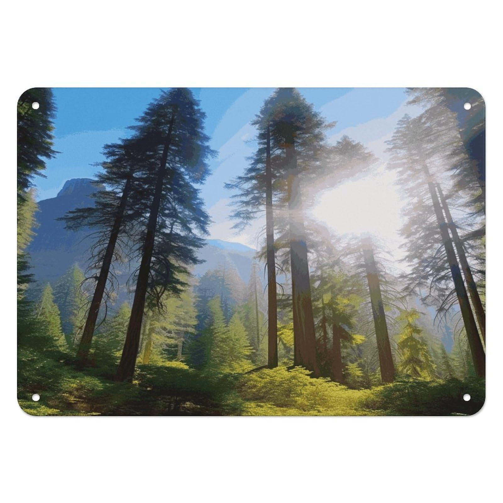 Fekiloot Style National Parks Sunshine Trees Wall Decor Iron Painting Metal Sign