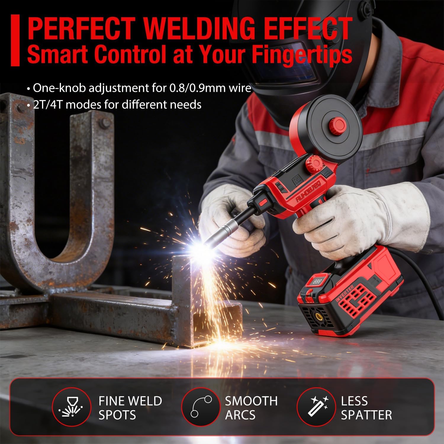 120A Handheld MIG Welder 110V, 2026 Upgraded Flux Core Wire Feed Welding Machine – Portable Gasless Inverter with 360° Swivel MIG Torch & Welding Mask for DIY Auto Repair Home Use