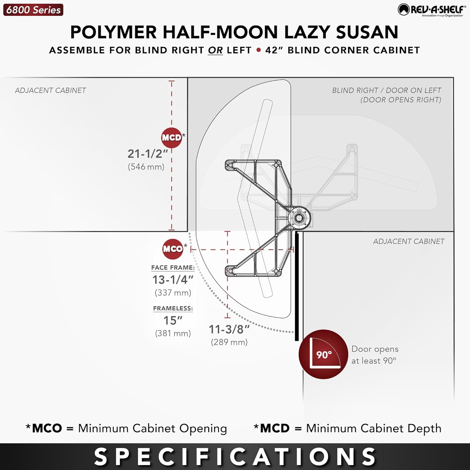 Rev-A-Shelf 31 in Polymer Half Moon Susans 2-Tier, Almond