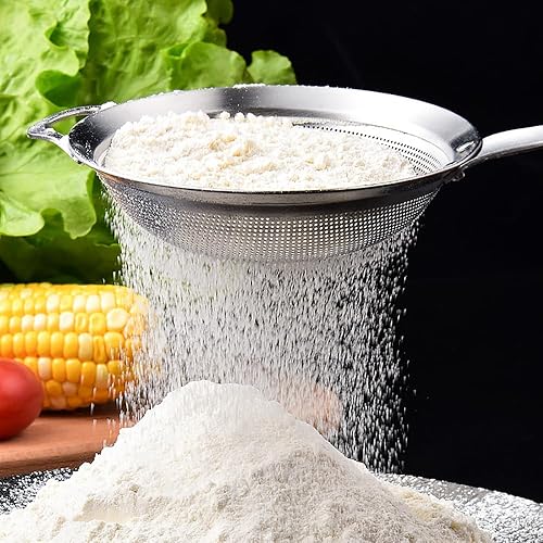 Miniatura 5 de Suwimut Juego de 3 cucharas de colador de araña, colador de malla fina de acero inoxidable, coladores de alimentos de tamiz de acero inoxidable,