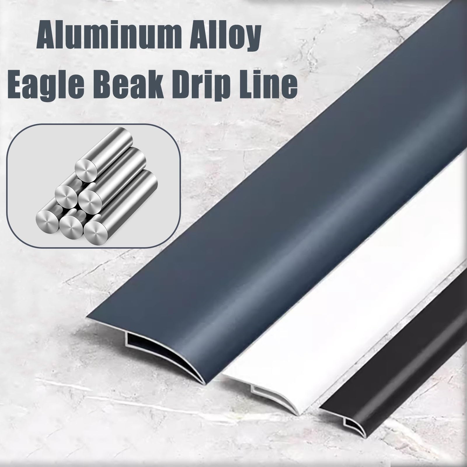 vierteaguas muro exterior Línea de goteo de pared exterior 50 100 150 cm de longitud, tira de borde de alero de aluminio para techo 1 2 piezas, moldura canalón(White 1 PC,W 20 MM L 150 CM)