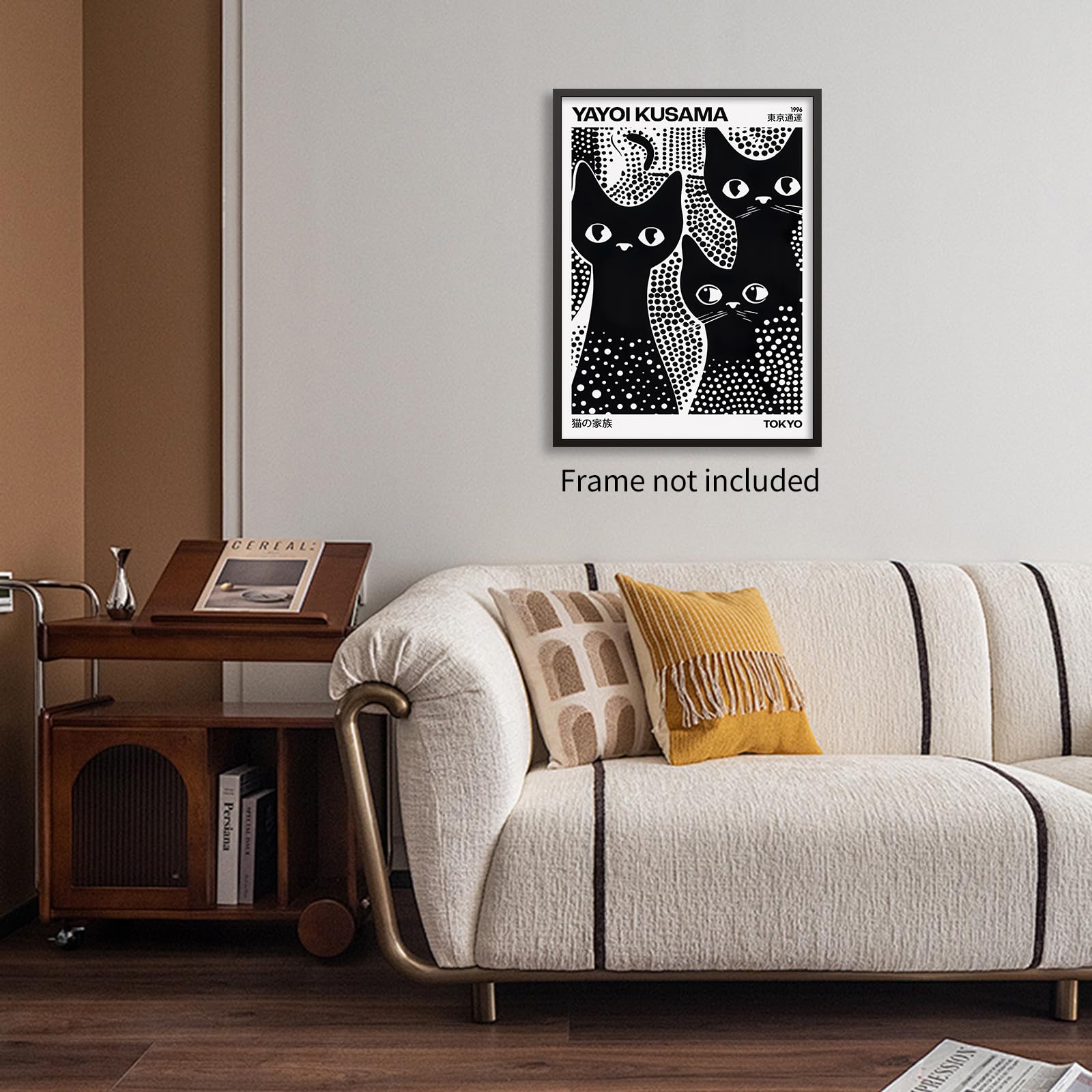Toile Déco Chat Noir Yayoi Kusama - Affiche 30,5x40,6 Cm
