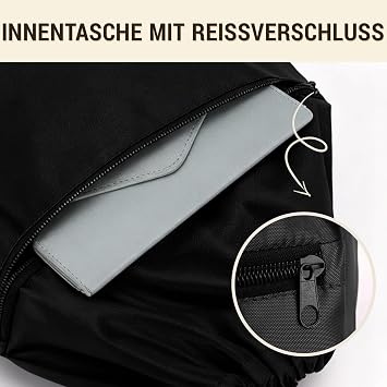 Pack of 3 Backpack with Drawstring Gym Bag Black Sports Bag Sports Bag with Drawstring Adjustable Gym Bag with Zip Outside for Sports and Travel