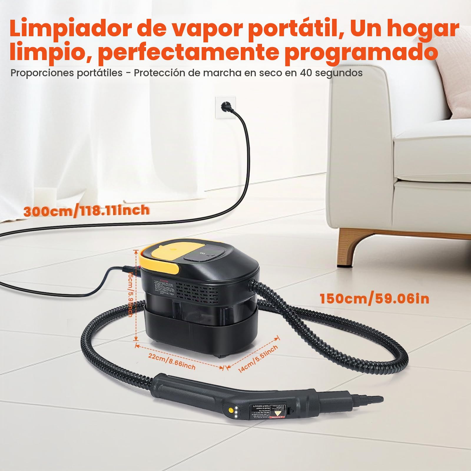 17PCS Vaporeta Limpieza Hogar Con Mango Ajustable De Nivel 3, Tiempo De Calentamiento De 15S, Tanque De Agua 1.6L, Conjunto De Vaporeta De Mano, Adecuado Para Suelo, Cocina, Ventanas, BañO