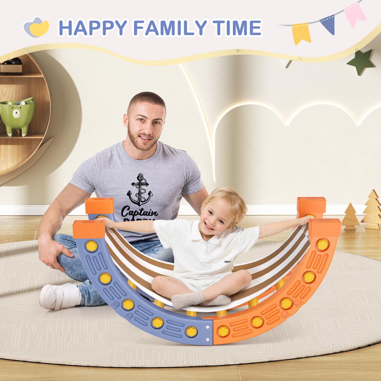 Montessori Ensemble de cadres d'escalade pour l'intérieur, triangle d'escalade avec demi-cercle, housse en plastique, salle de gymnastique d'escalade pour bébé, bleu orange 003